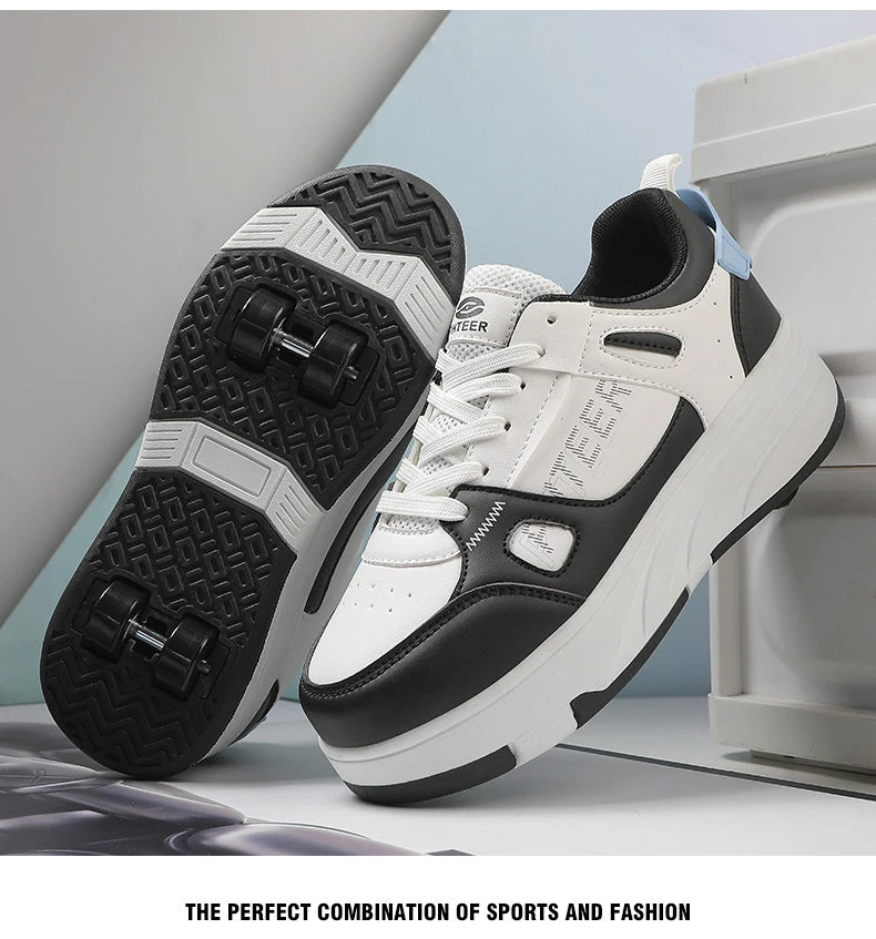 Fashion Double Row 4-Wheel Skates Roller Shoes with Wheels Dual-Purpose Roller Sneakers for children and adults kids_shoes