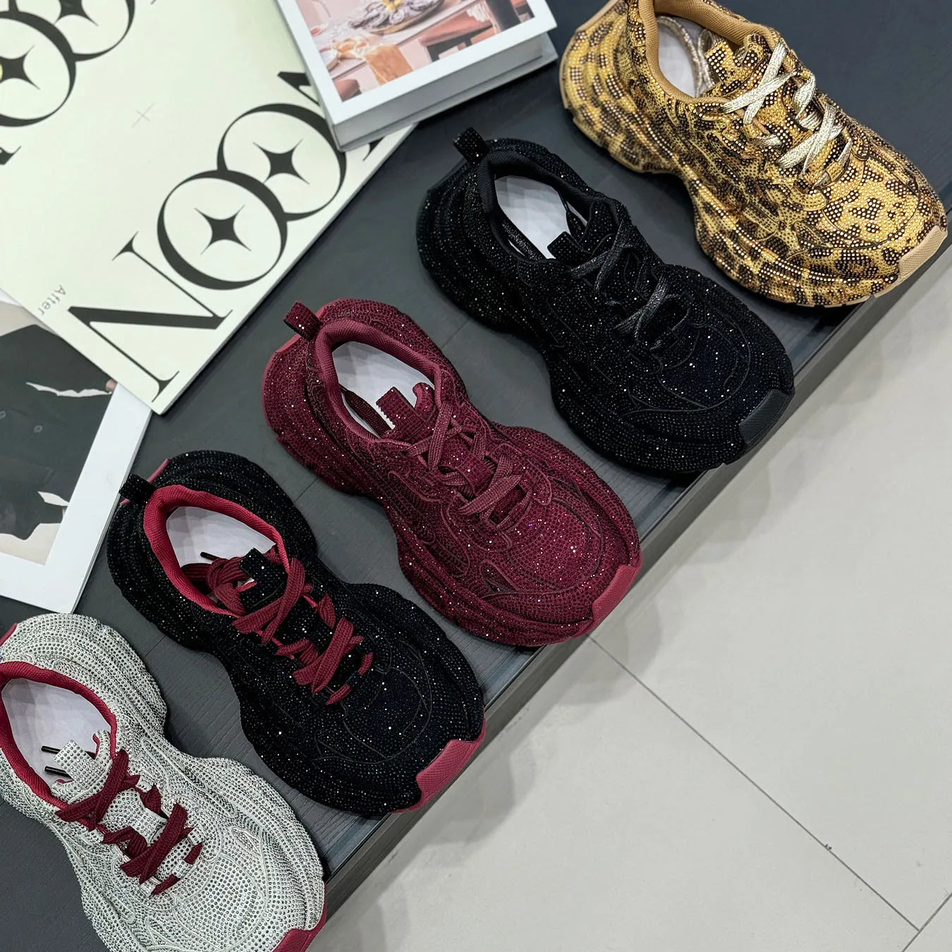 Gypsy Rhinestone Thick-soled Fried Street Women's Autumn 2024 New Ins Trendy Fashion Casual Dad Shoes sneakers_platform