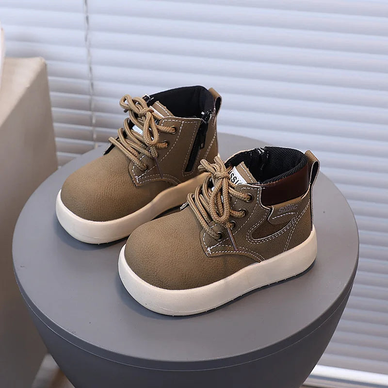 Children Fashion Boots with Side Zipper Kids Ankle Boots Korean Style 2025 Autumn Winter Boys Girls Short Boots Unisex Versatile kids_shoes