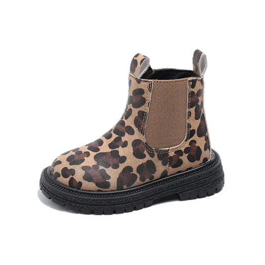 Kids Boots Leopard Prints Classic Little Boys Ankle Boots Side Zipper Fashion Classic Unisex Girls Rubber Boots Breathable Warm kids_shoes