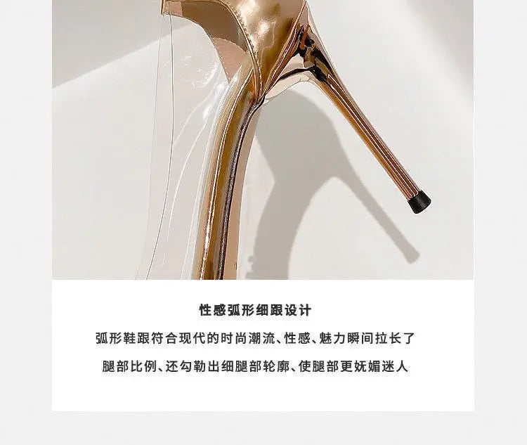 Pointed toe stiletto women's high heels women's shoes fashion women's shoes wedding shoes high heel 8cm transparent bow gemstone heels_stiletto