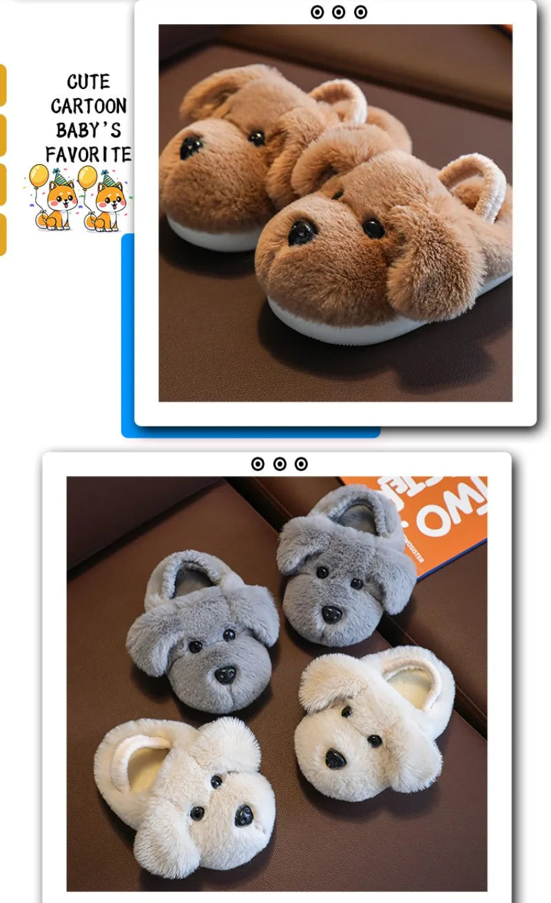 Children's Cotton Slippers for Boys Aged 1-5 Years Old Cute Cartoon Girls' Slippers Infants and Young Children Autumn and Winter kids_shoes