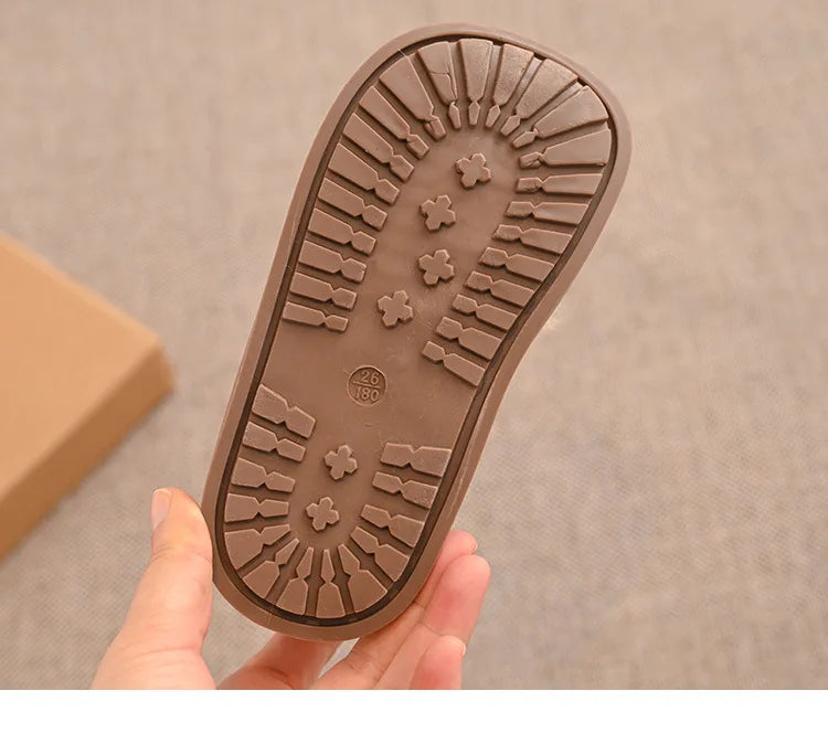 Children Thick Sole Suede Snow Boots Girls Casual Warm Anti-slip Winter Cotton Shoes Casual Outdoor Fashion Flat Footwear H11103