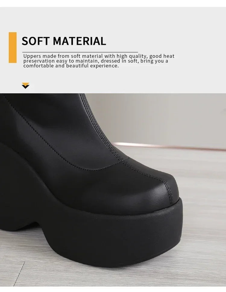 2024 Brand New Gothic Style Sexy Elegant Chunky Platform Women Ankle Boots Big Size 43 Walking Comfy Woman Shoes boots_platform