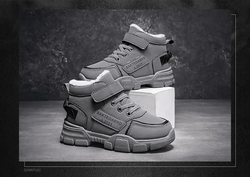 Winter Children's Boots Boys Plus Cashmere Thicken Warm Snow Boots Girls Non-slip Outdoor Boots Student Shoes Hiking Shoes kids_shoes