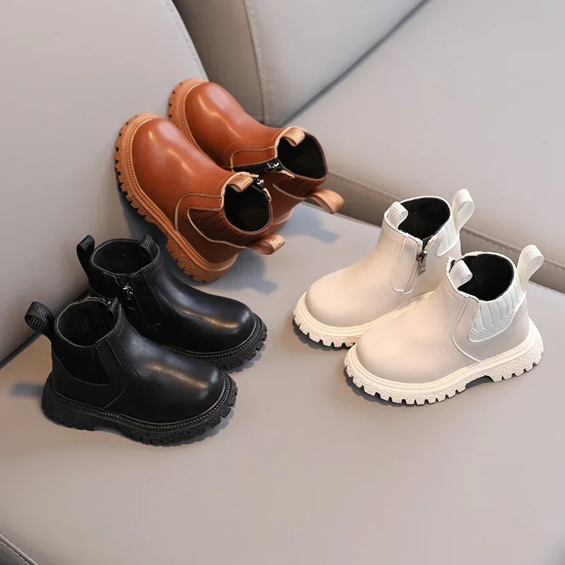 Kids Short Boots Fashion Boys Shoes Autumn Winter Leather Children Boots Non-Slip Toddler Girls Boot Toddler Snow Shoes kids_shoes