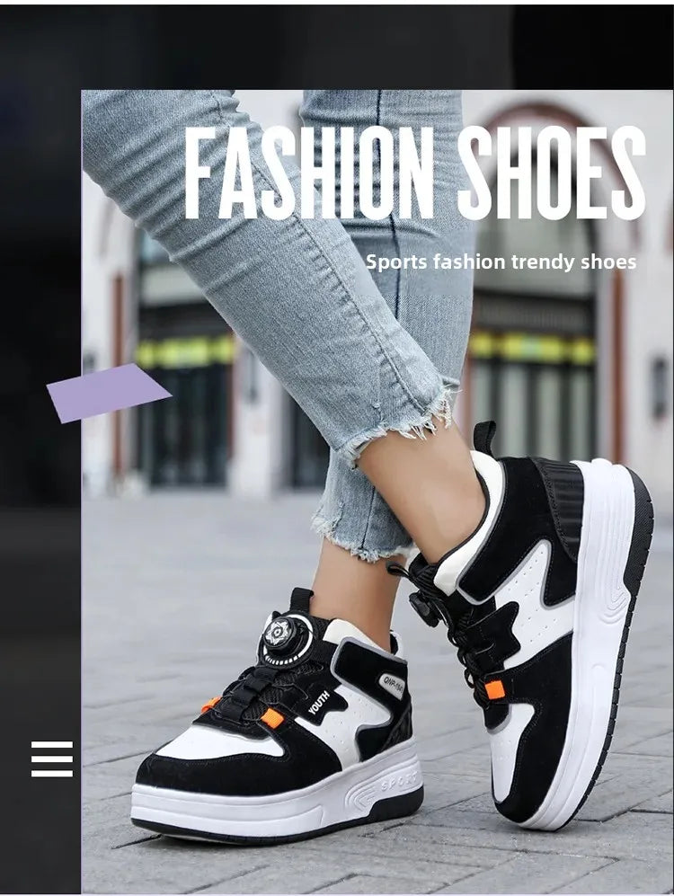 2026 Autumn Winter Popular Children's Roller Skates Men Women's Sport Shoes With Rotating Buckle And Wheels Single Row Skating kids_shoes