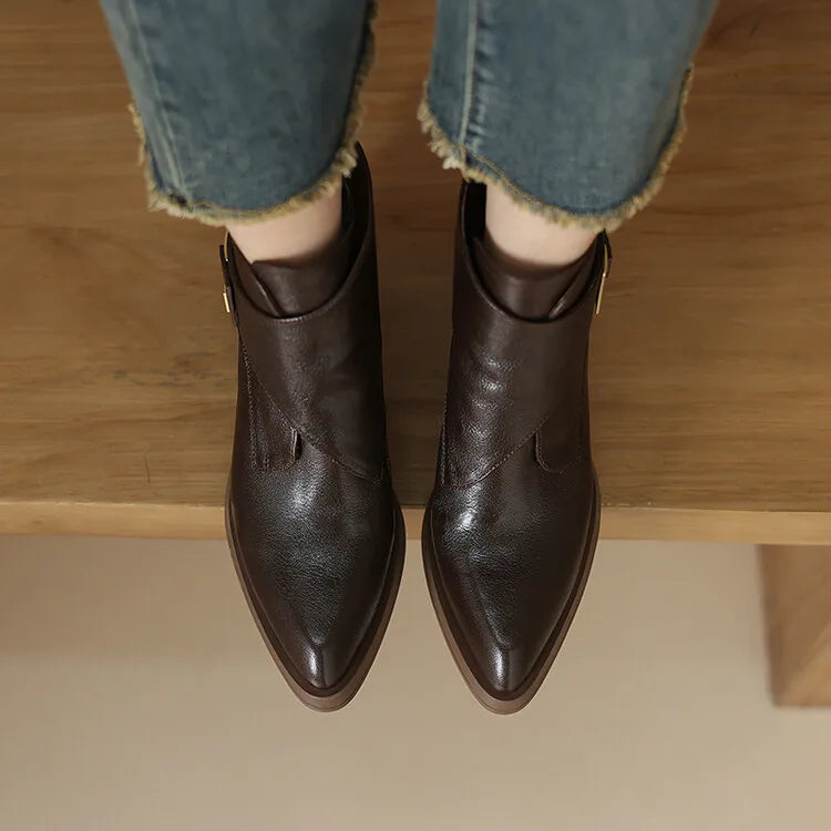 NEW Autumn/Winter Women Boots Genuine Leather Shoes for Women Pointed Toe Chunky Heel Shoe High Heel Modern Boots Platform Shoes boots_platform