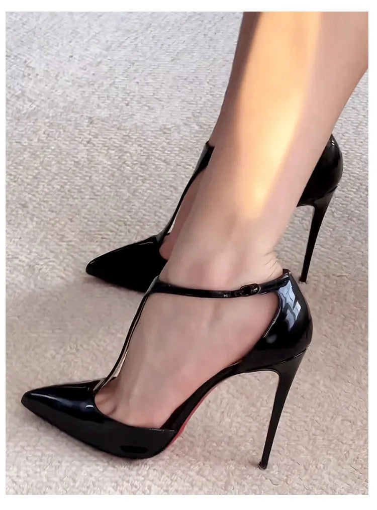 New T-shaped hollow high heels with toe caps, sandals with thin heels and pointed hollow out sexy shallow mouth single shoes heels_stiletto
