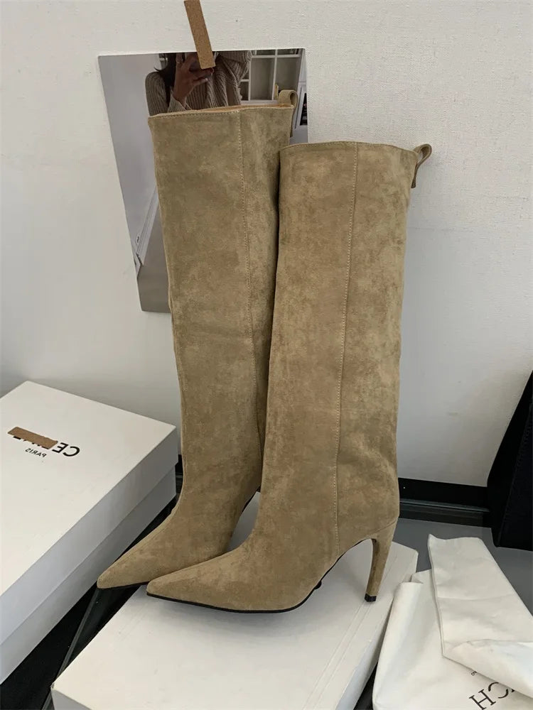 Eilyken Street Style Winter Pointed Toe Women Knee-High Boots Sexy Thin Thin Heels Female Shoes Punk Vintage Long Booties boots_highheel