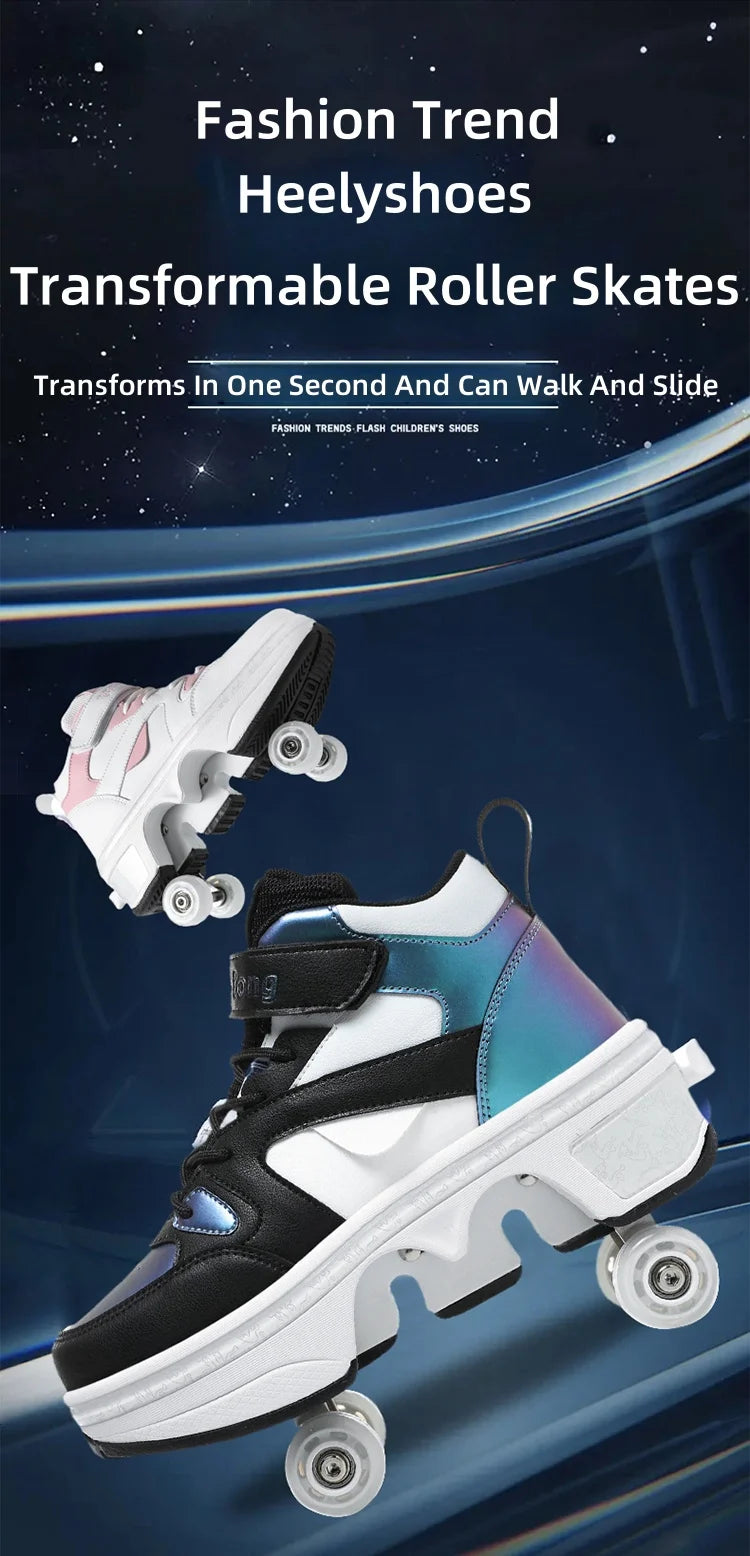 Girls Pink Roller Skate Shoes Sneakers With Wheels Children Rollerskates Fashion Outdoor Sports Shoes Girls Gifts kids_shoes