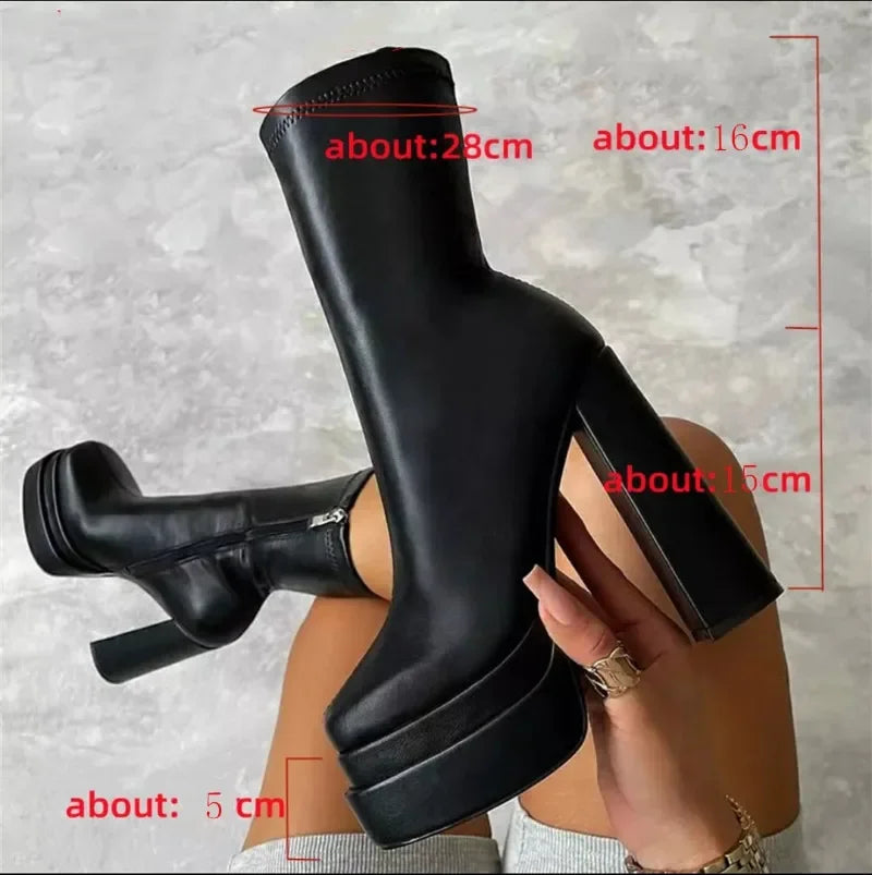 Designer Woman Shoes 2025 New Fashion Platform Boots Ladies High Quality Luxury Women Leather Boots Women Super High Heels Boots boots_platform