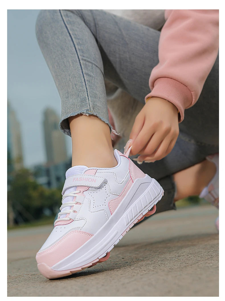 Kids Roller Skate Shoes Fashion Casual Sports Children 4-Wheels Sneakers for Boys and Girls Gift Nice Footwear kids_shoes