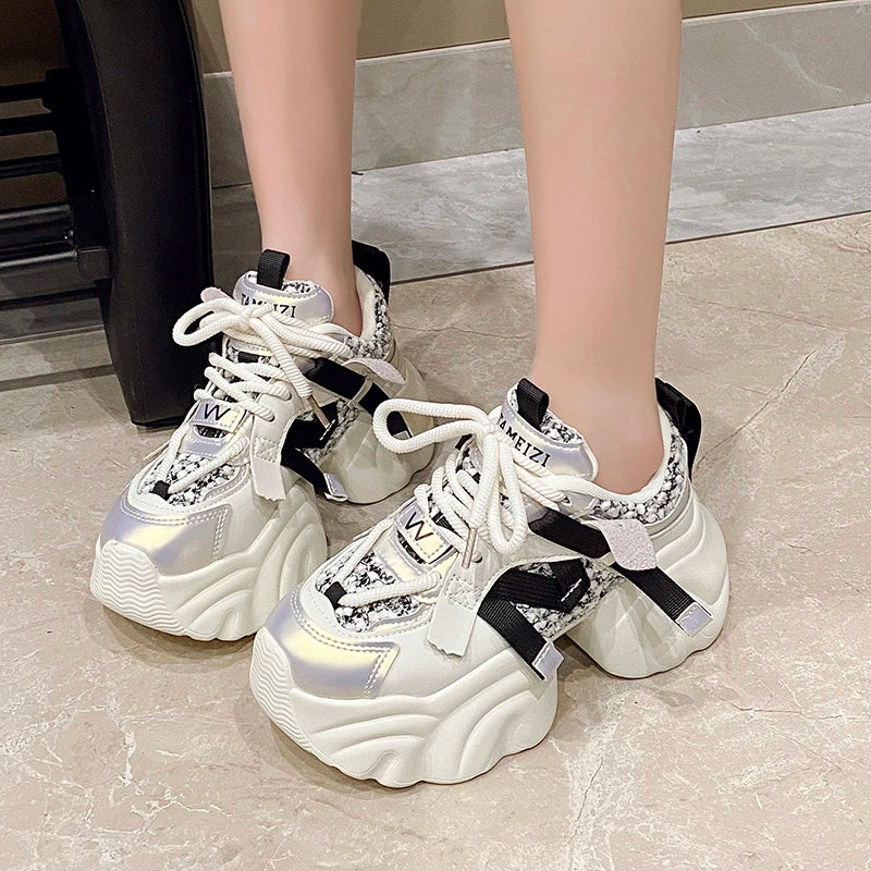 7CM Fashion Spring Autumn Sneakers Women Lace Up Chunky Platform Sports Dad Shoes Woman Comfort Casual Shoes Zapatillas Mujer sneakers_platform