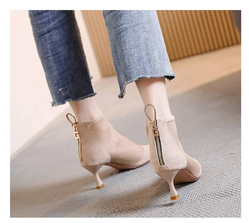 2024 Hot Seller New Women Mesh Sandals Boots,Sexy Summer High Heels,Holllow Out Shoes,Back Zip,Pointed Toe boots_highheel
