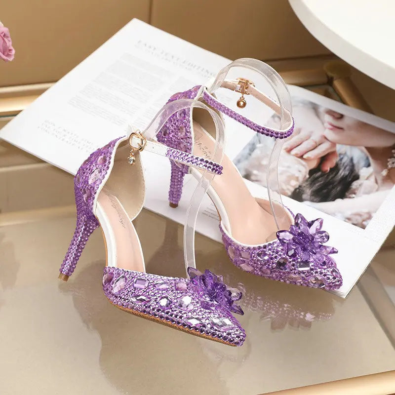 2025 Spring New Crystal Flash Diamond 7 Colors Wedding Bridesmaid Shoes Banquet Stiletto Women's Shoes heels_bridal