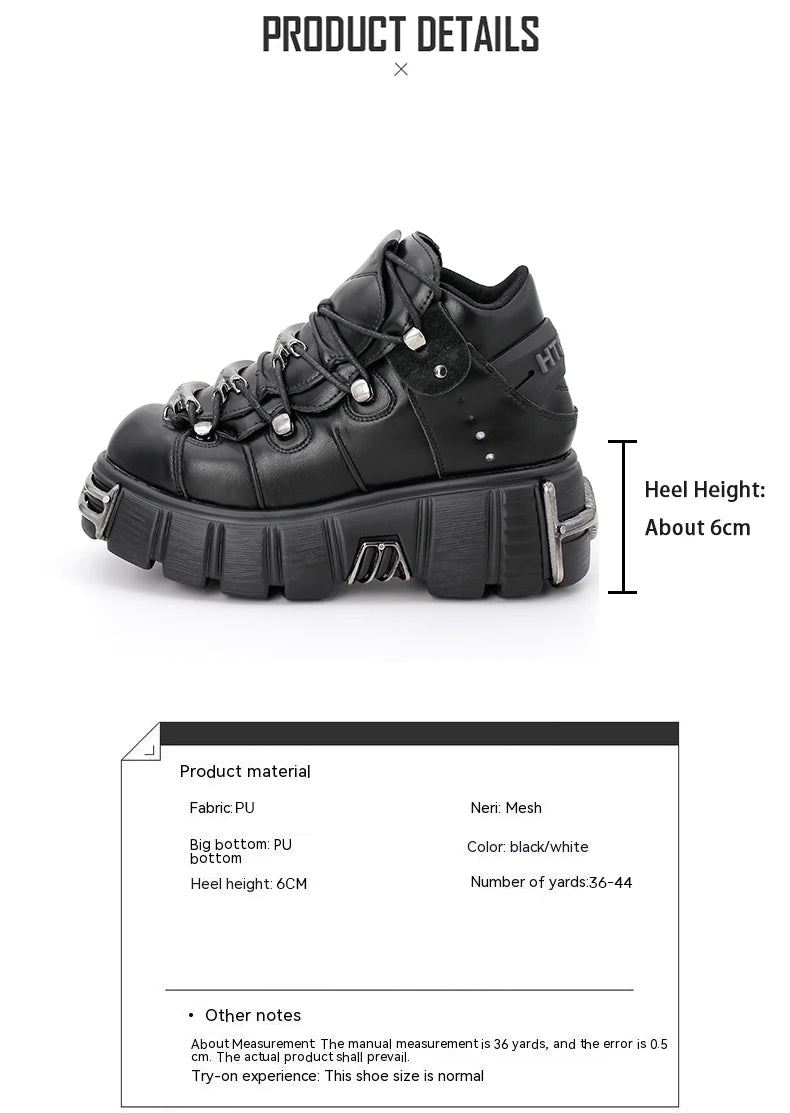 2025 New Brand Punk Style Women Shoes Lace-up heel height 6CM Platform Shoes Woman Rock Boots Metal Decor Woman Sneakers boots_platform