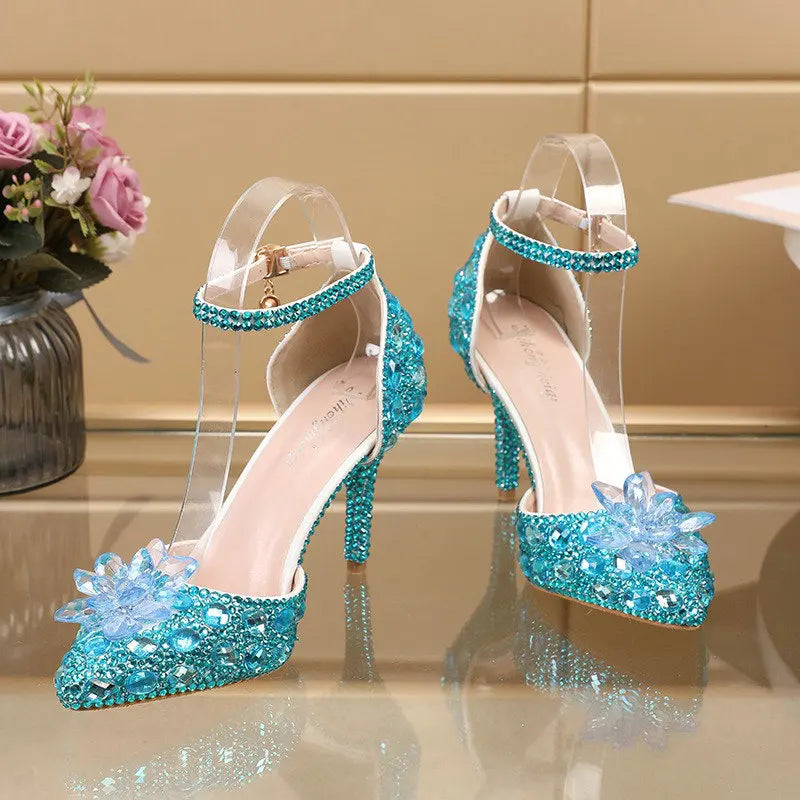 2025 Spring New Crystal Flash Diamond 7 Colors Wedding Bridesmaid Shoes Banquet Stiletto Women's Shoes heels_bridal