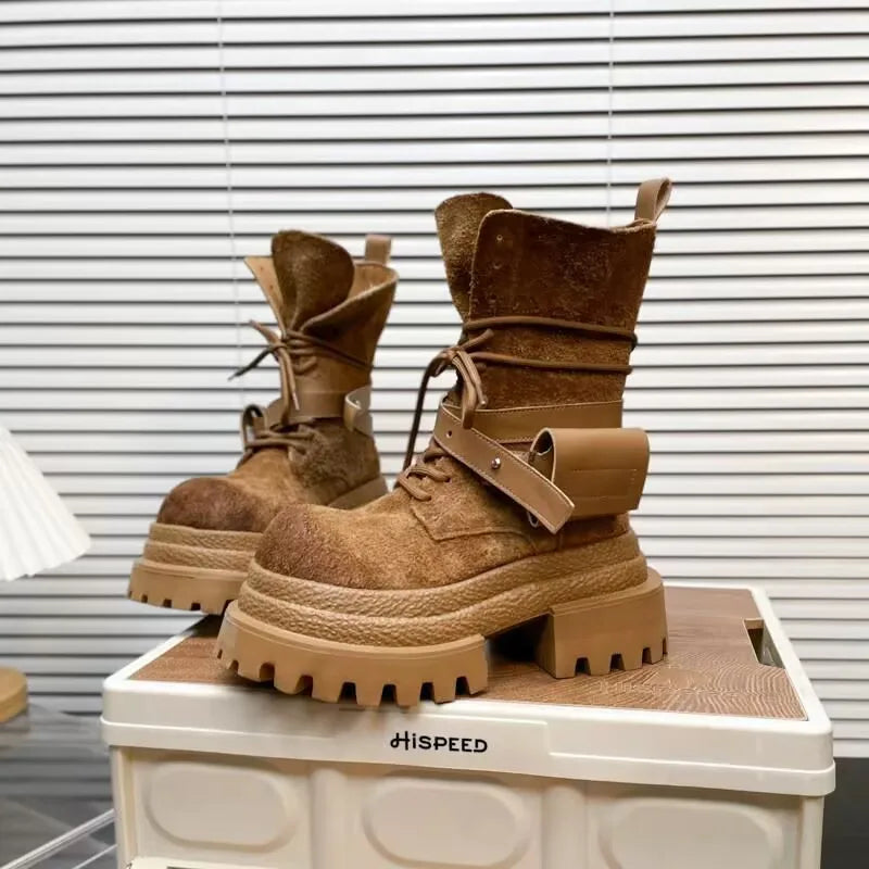 Flats Platform Women Ankle Boots Sport Lace Up Shoes Winter Snow Boots 2025 Trend Walking Running Shoes New Mujer Chelsea Boots boots_platform