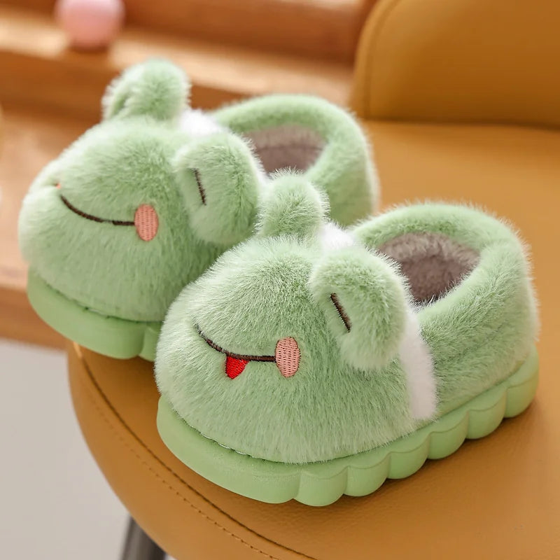 New Children's Cartoon Animals Wrap Plush Slippers Soft Sole Non-slip Winter Warm Baby Boys Girls Indoor Home Cotton Shoes kids_shoes