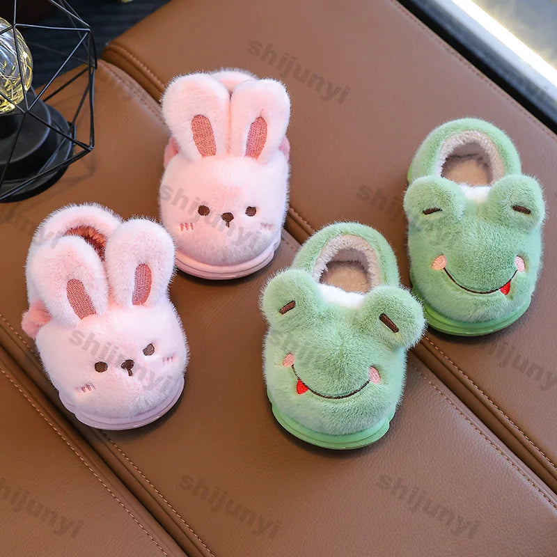 Children's Cotton Slippers Boys Girls Anti Slip Warm Slippers Fashion Cute Cartoon Cotton Shoes Baby Winter Indoor Home Shoes kids_shoes