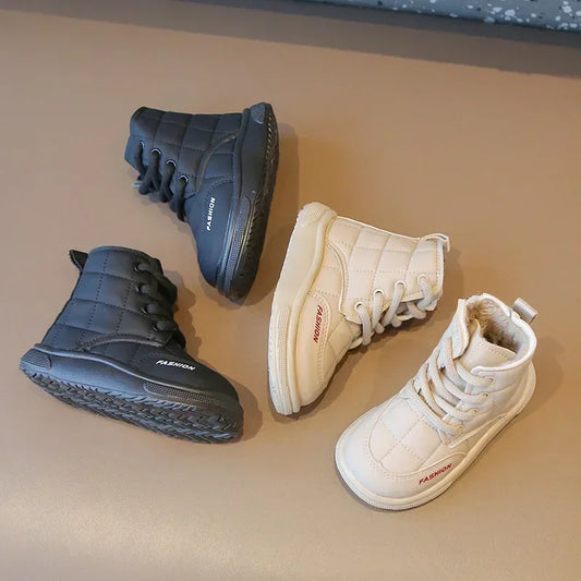 Winter Elegant Children Snow Boots Boys Girls Soft Warm Short Boot with Thick Fur Little Kids Cotton Shoes Cute Baby Boot H08104 kids_shoes