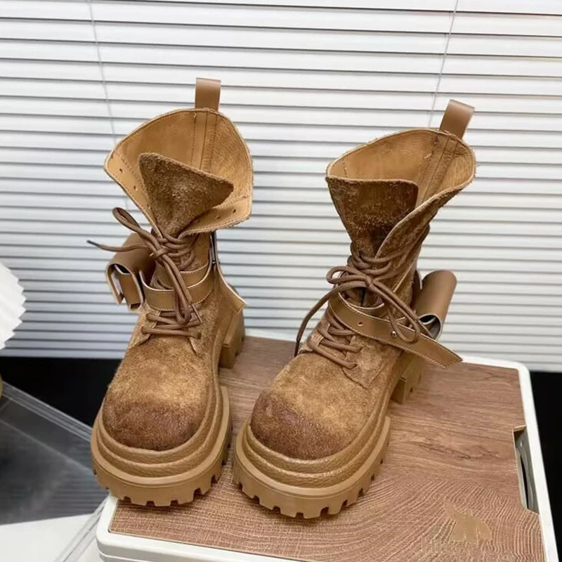 Flats Platform Women Ankle Boots Sport Lace Up Shoes Winter Snow Boots 2025 Trend Walking Running Shoes New Mujer Chelsea Boots boots_platform