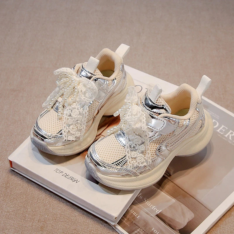 Girls Sports Shoes Spring Autumn Pink Breathable Girls Casual Shoes 3-18 Years Old Beige Soft Non-slip Children's Single Shoes kids_shoes