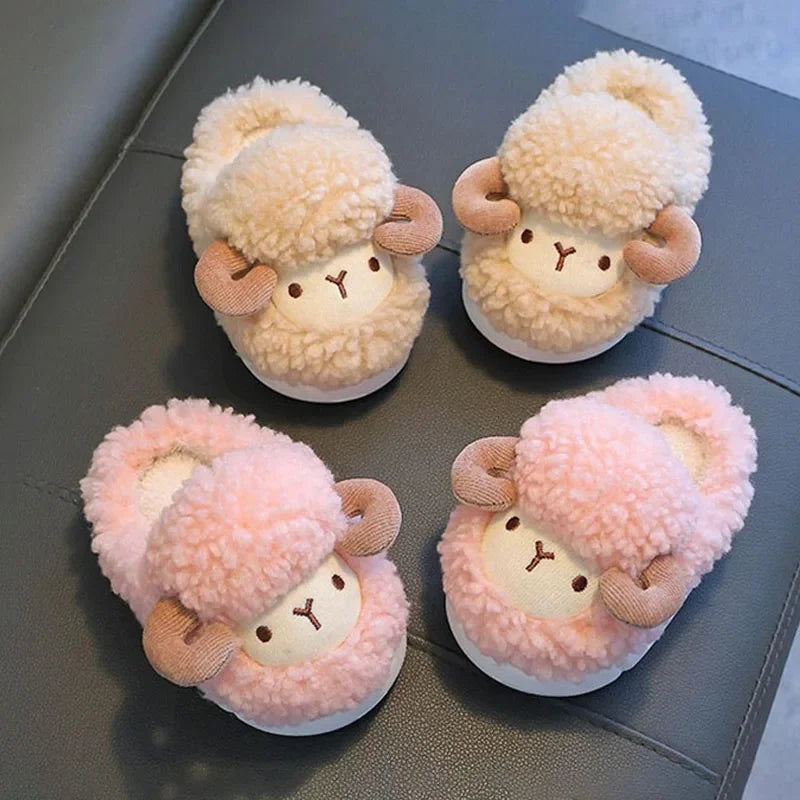 Winter Parent-child Warm Cotton Slippers Plush Children Cotton Boots Cute Cartoon Boys Girls Kids Anti Slip Indoor Home Slippers kids_shoes