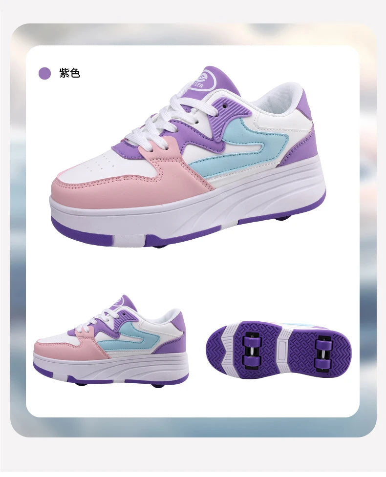 Children's Outdoor Sports Roller Skates Shoes Single Row Wheel kids Sliding Shoes four-Wheel for boys and grils kids_shoes