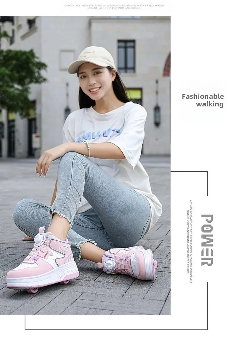 Children's Roller Skates Student Quad-Wheel Skates Women's Double-Wheel Deforming Boys' Inline Skates Cross-Border Supply Shoes kids_shoes