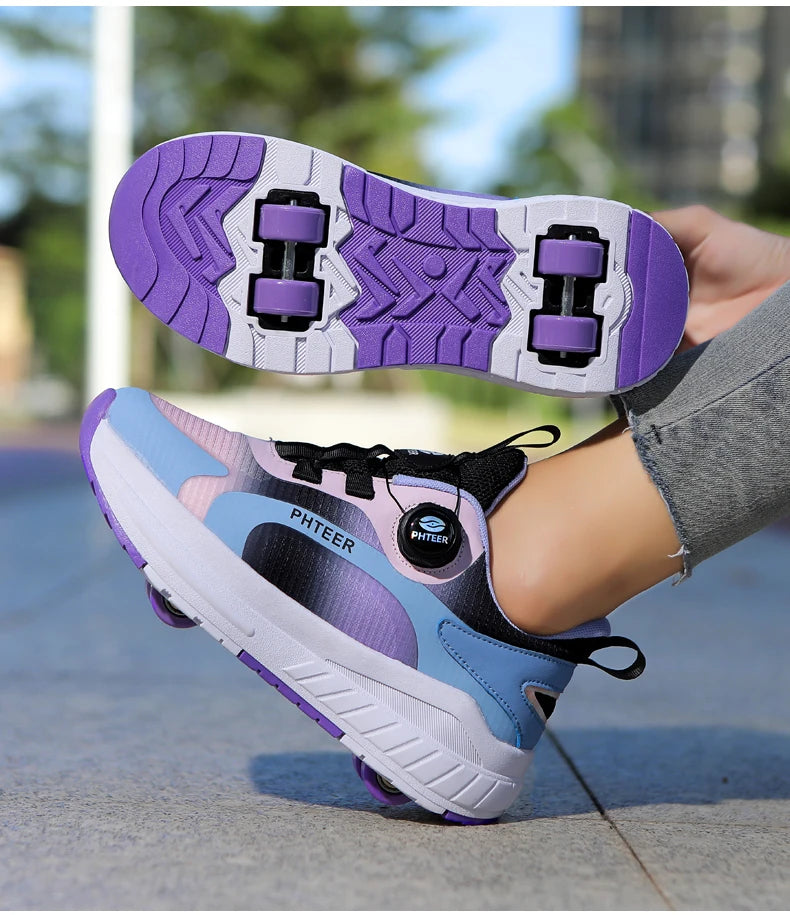 Fashion 4-wheel roller skates sneakers for students children outdoor wheel shoes Multifunctional sports shoes kids_shoes