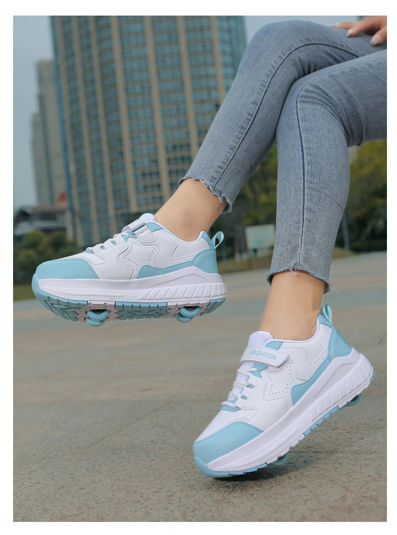 Kids Roller Skate Shoes Fashion Casual Sports Children 4-Wheels Sneakers for Boys and Girls Gift Nice Footwear kids_shoes