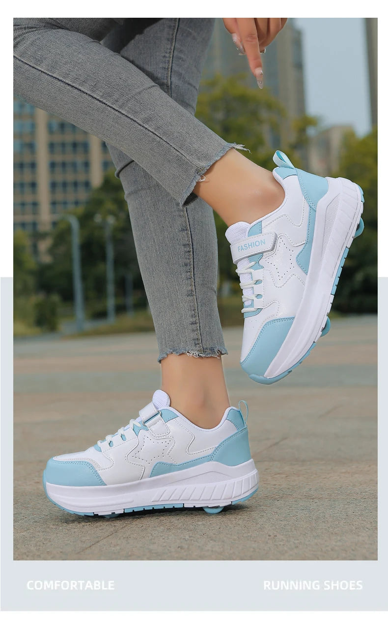 Kids Roller Skate Shoes Fashion Casual Sports Children 4-Wheels Sneakers for Boys and Girls Gift Nice Footwear kids_shoes