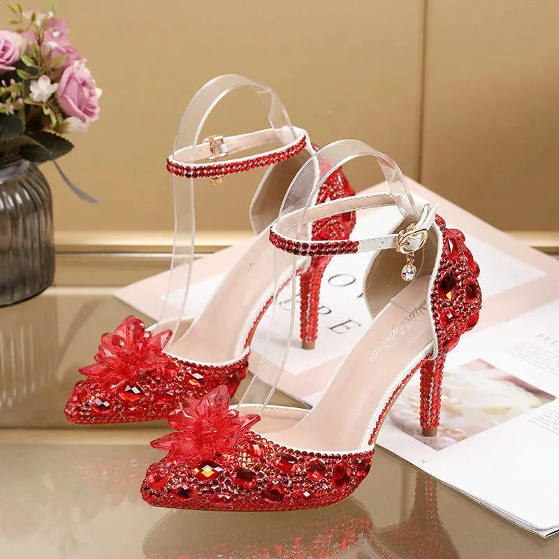 2025 Spring New Crystal Flash Diamond 7 Colors Wedding Bridesmaid Shoes Banquet Stiletto Women's Shoes heels_bridal