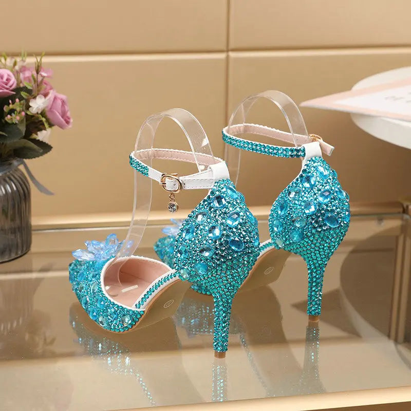 2025 Spring New Crystal Flash Diamond 7 Colors Wedding Bridesmaid Shoes Banquet Stiletto Women's Shoes heels_bridal