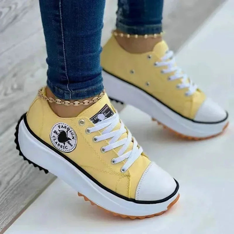 Classic white canvas sneakers women's casual shoes thick sole lace-up tennis shoes high quality fashion sports shoes 35-43 sneakers_platform
