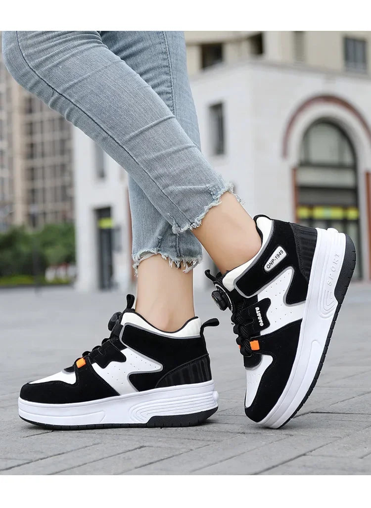 Children's Roller Skates Student Quad-Wheel Skates Women's Double-Wheel Deforming Boys' Inline Skates Cross-Border Supply Shoes kids_shoes