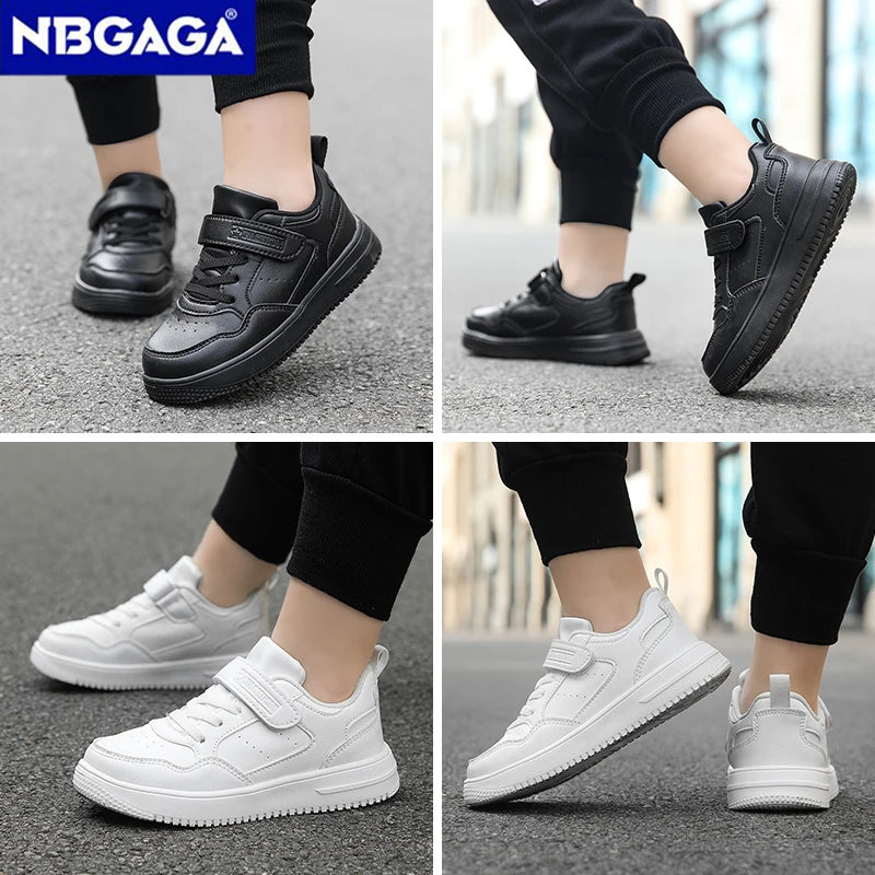 Children Sneaker Boys Casual Shoes Black Leather Flat Student Walking Shoes Non-slip Girl Lightweight Sports Tennis Footwear kids_shoes