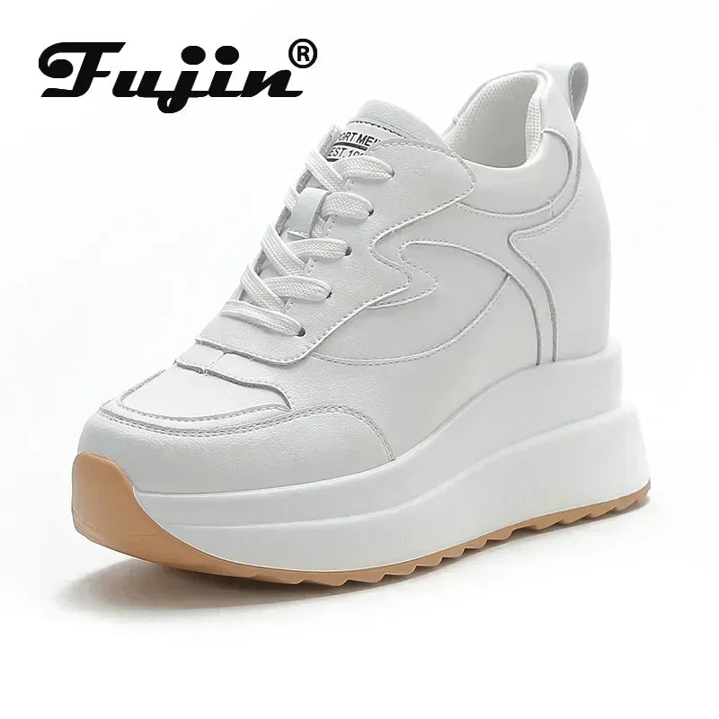 Fujin 10cm 4 inch Platform Wedge Sneakers Chunky Shoes Genuine Leather for Women Summer Shoes Autumn Walking Sneakers Fashion sneakers_platform