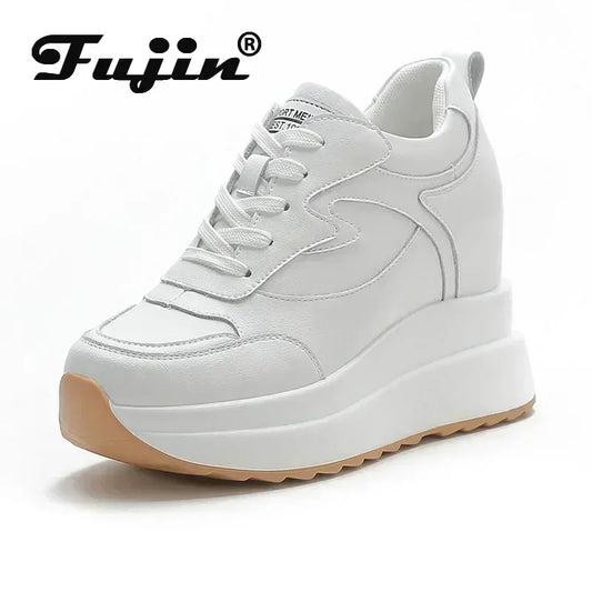 Fujin 10cm 4 inch Platform Wedge Sneakers Chunky Shoes Genuine Leather for Women Summer Shoes Autumn Walking Sneakers Fashion sneakers_platform