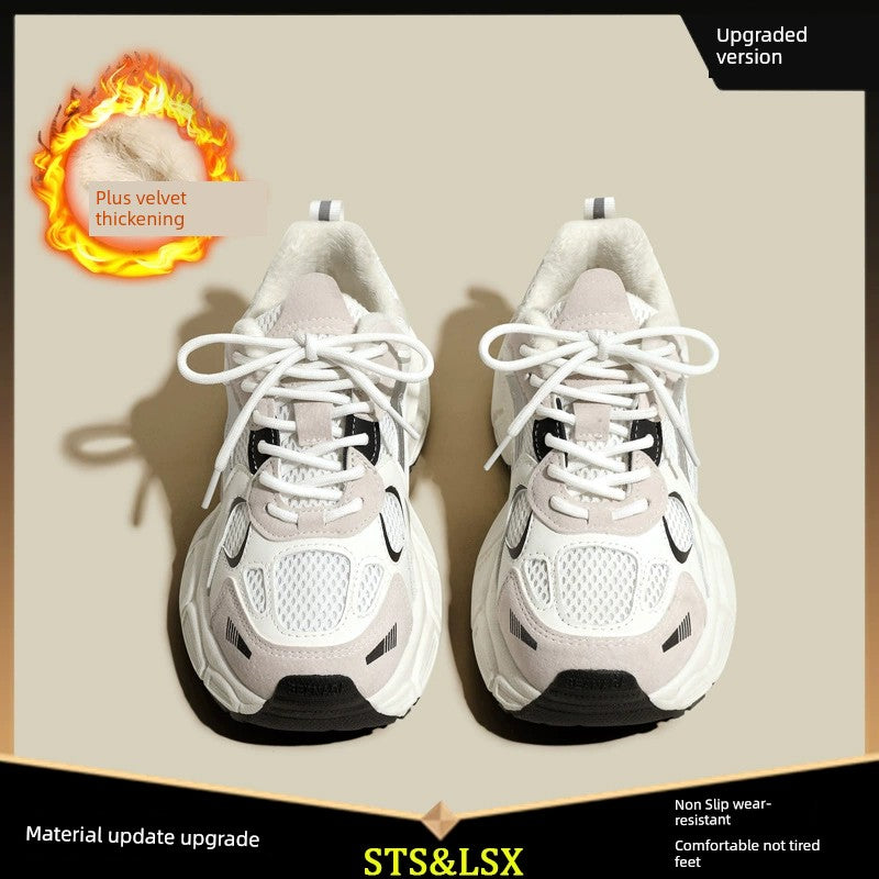Internet Celebrity Autumn and Winter Fleece-Lined Platform Casual Daddy Shoes sneakers_platform