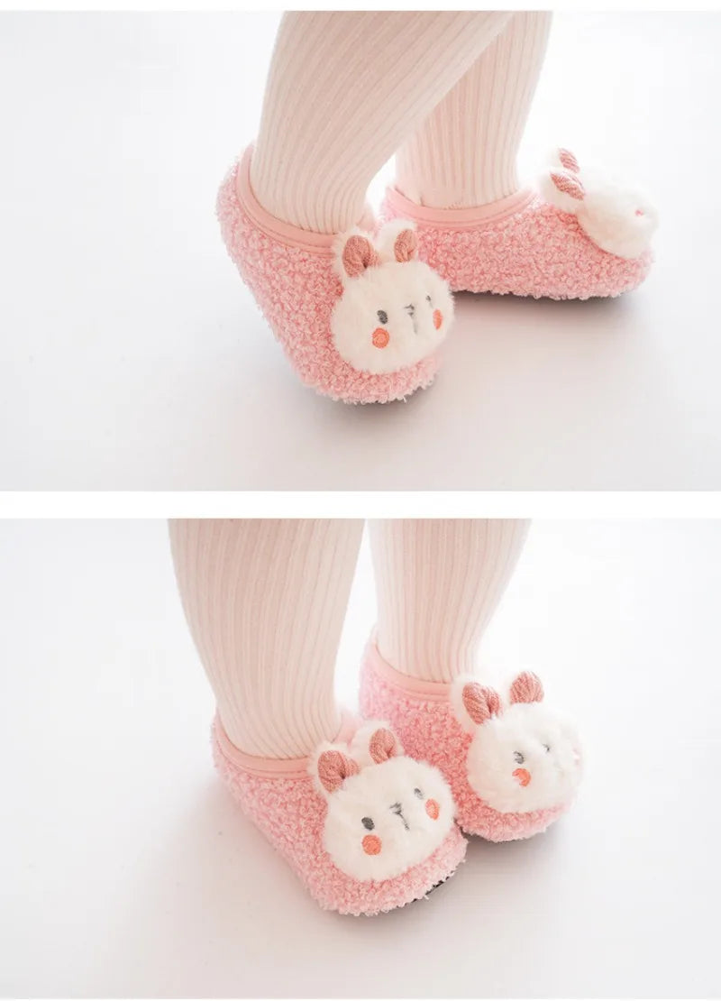 Cartoon Rabbit Baby Floor Socks Kids Plush Slippers Toddler Warm Shoes Children Soft Non-slip Prewalkers Indoor Home Slippers kids_shoes