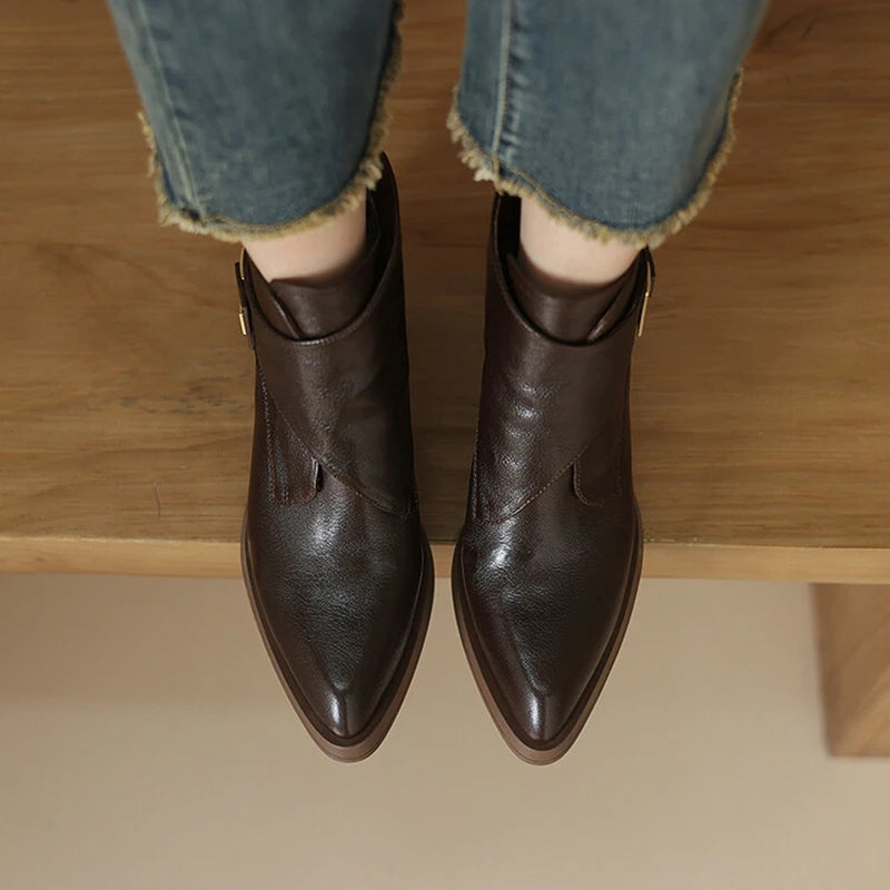 NEW Autumn/Winter Women Boots Genuine Leather Shoes for Women Pointed Toe Chunky Heel Shoe High Heel Modern Boots Platform Shoes boots_platform