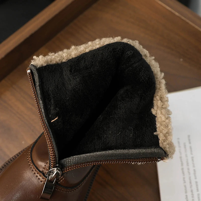 Winter Children's Ankle Boots Warm Simple Toddler Girls Causal Cotton Boots Thick Bottom Trend Kids Fashion Leather Boots Zipper kids_shoes