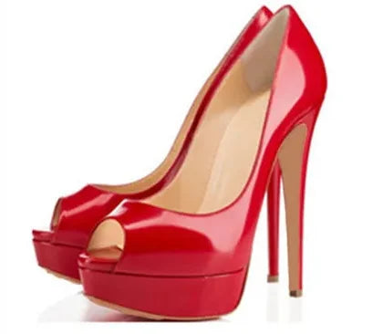 Women's Sexy Peep Toe Platform Stiletto Slip on Super High Heel Pumps Party Dress Wedding Shoes 14cm Big Size