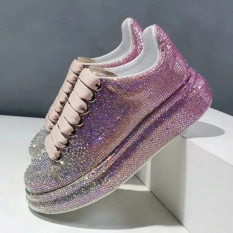 Autumn Leather Women Shoes New Style Fashion Pink Platform Shoes Ins Platforms Sneakers Tide Shine Bling Rhinestone Shoes sneakers_platform