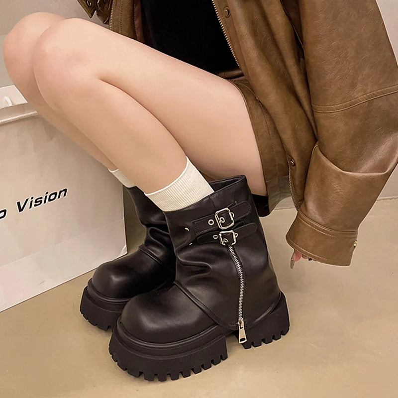 Designer Women Trouser Legs Short Boots Female Platform Thick Bottom Knight Booties Autumn Winter Shoes boots_platform