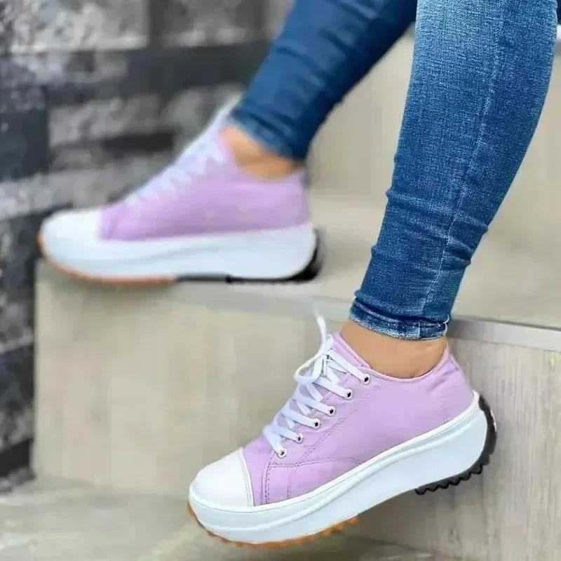Classic white canvas sneakers women's casual shoes thick sole lace-up tennis shoes high quality fashion sports shoes 35-43 sneakers_platform