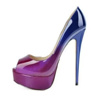 Women's Sexy Peep Toe Platform Stiletto Slip on Super High Heel Pumps Party Dress Wedding Shoes 14cm Big Size